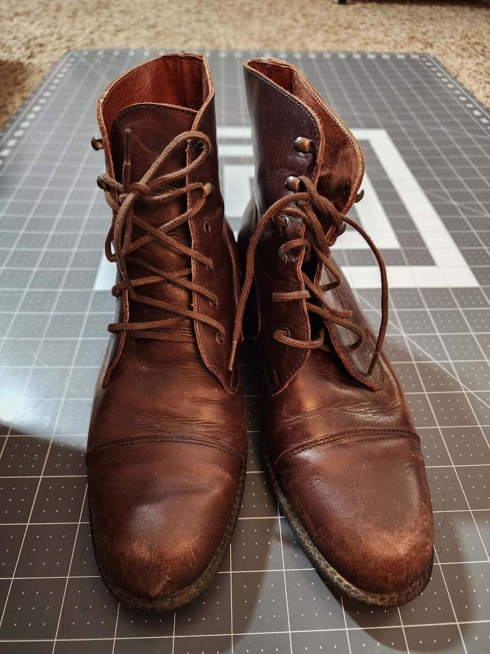 BKE Travis Leather Lace-Up Boots Size 6.5M Cognac Brown